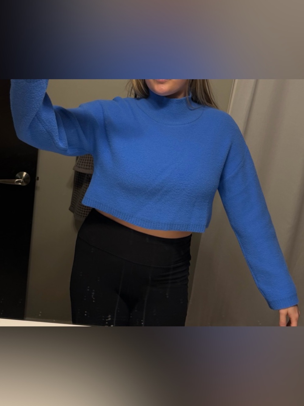 Blue Mock-Neck Sweater - Zara